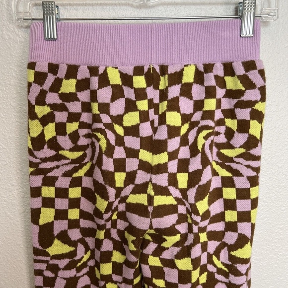ASOS Geometric Print Purple/Brown Knit Flare Pant Size 0 - Picture 8 of 9
